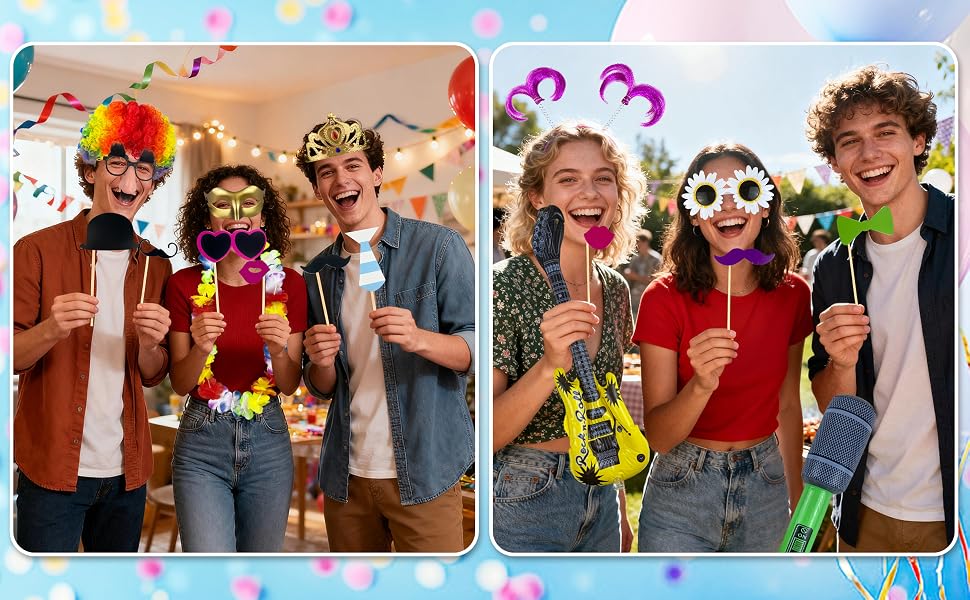 69PCS Colorful Photo Booth Props Set