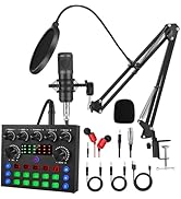 Podcast Equipment Bundle, All-in-One Audio Interface with Studio Condenser Microphone Perfect for...