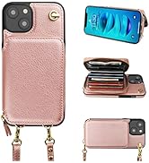 Bocasal Crossbody Wallet Case for iPhone 14, RFID Blocking Leather Purse Case with Card Holder, P...