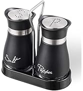 Salt and Pepper Shakers Set, Stainless Steel with Glass Bottle for Table, RV, Camp, BBQ, Set of 2...