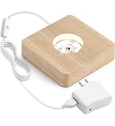 Facmogu Wooden LED Light Display Base with Power Adapter DC 5V 1A, USB Powered White Light LED Di...