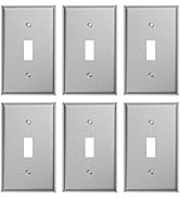 6-Pack Single Toggle 1-Gang Decora Wall Switch Plate Cover Stainless Steel Light Switch Covers, B...