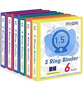 3 Ring Binder 1.5 Inch, PANDRI 6 Pack 1.5-Inch Binder Fits Letter Size 8.5'' x 11'' Paper, Versat...