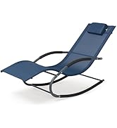 mansion home Outdoor Lounge Chair with Pillow, Chaise Lounge Chair for Patio, Lawn, Pool, Navy Blue
