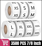 Clothing Size Stickers Labels