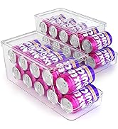 Soda Can Dispenser for Refrigerator with Lids, Stackable Drink Organizer for Fridge, Clear Plasti...
