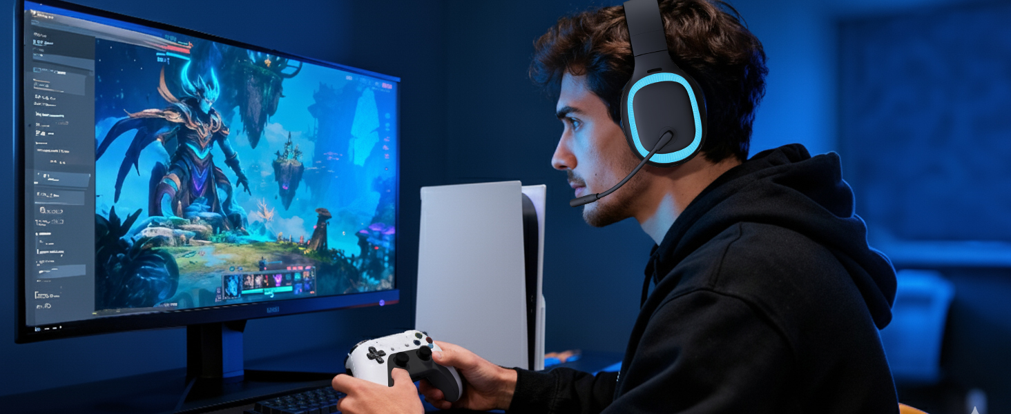wireless gaming headset for ps5 with mic low latency bluetooth gaming headphones