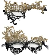 TFTSR Masquerade Masks for Women Couples,Men Mardi Gras Mask,Girls Black Gold Lace Eyes Costume,A...