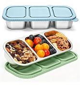 suhunide ? 3 Compartment Stainless Steel Snack Containers ,Reusable Snackle Box Container with Le...