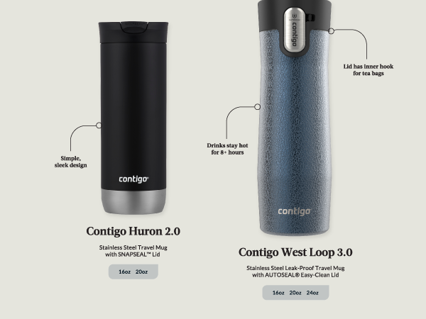 Contigo byron west loop huron style design modern trendy plain size hot simple sleek autoseal travel