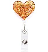 Heart Retractable Badge Holder, ID Card Clips, Badge Reel for Nurses Students Workers, Badge Hold...
