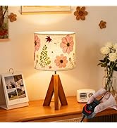 Floresita Dried Flowers Tripod Table Lamp 14.56in, 9W LED Dimmable Cute Bedside Lamp with Flowers...