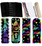 Supla 36 Sets 4 Style Magic Scratch Rainbow Bookmarks Making Kit for Kids Students Party Favor Sc...