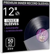 50 LP Vinyl Record Inner Sleeves, Anti Static 12" Vinyl Inner Sleeves, Premium Protective Plastic...
