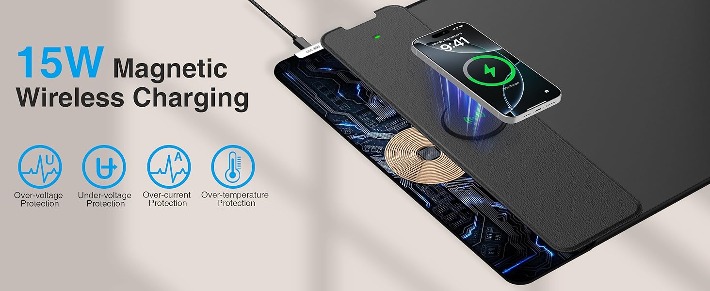 magnetic wireless charging mouse pad