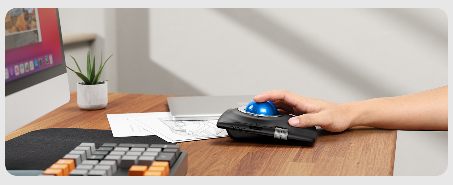 Nulea Wireless Trackball Mouse, Ergonomic 55mm Trackball, Adjustable DPI for Precise Control