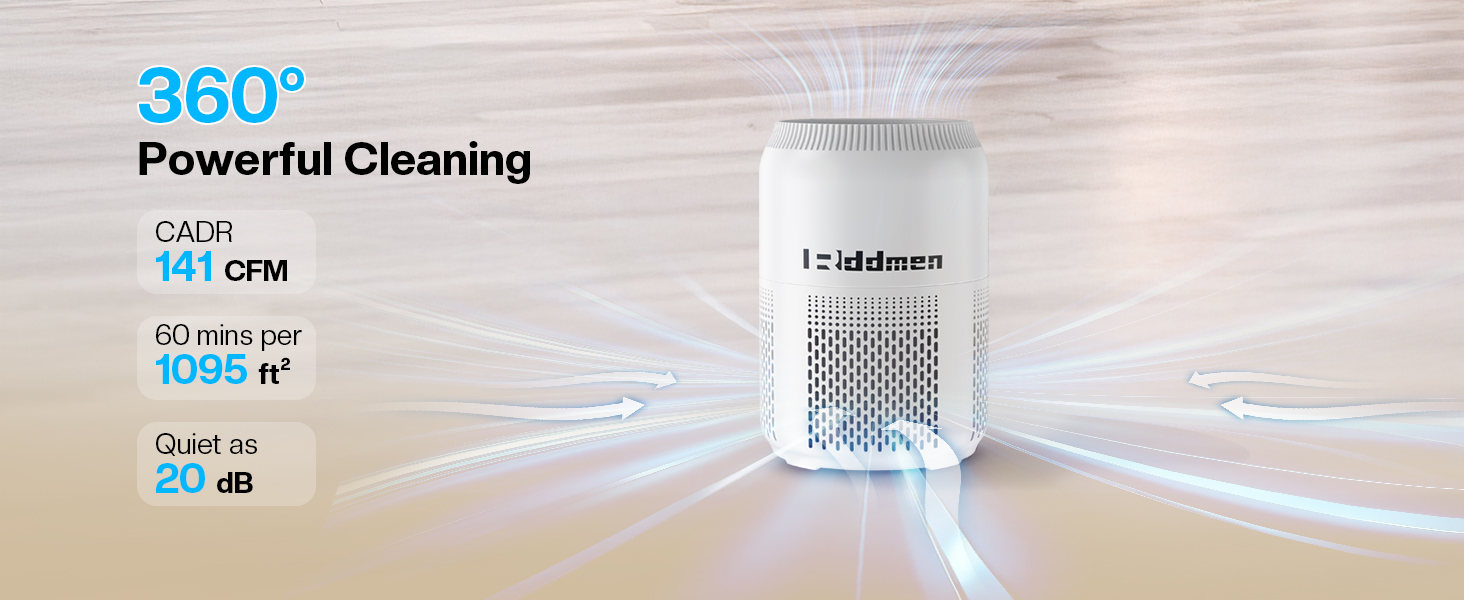 Rddmen 3-in-1 Air Purifier for Home - H13 HEPA Air Filter, Covers Up to 1095 sq ft