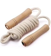 Homello Jump Rope for Kids - Wooden Handle - Adjustable Cotton Braided Fitness Skipping Rope for ...