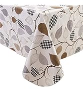 Heavy Duty Vinyl Tablecloth with Flannel Backing Waterproof Oil-Proof PVC Table Cloth Stain-Resis...