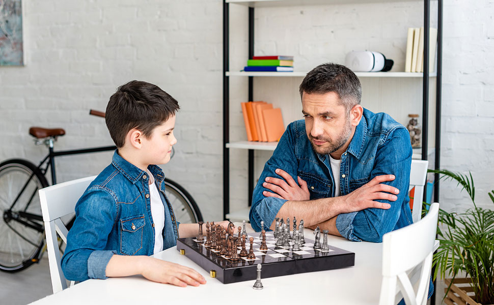 Retro Metal Chess Set for Adults and Kids