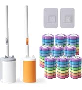 2-Pack Disposable Toilet Brush, 63 Refills, Deep Bowl Scrubbing Kit | Wall-mount caddies feature ...