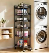 Kssiaz Slim Storage Cart, 6 Tier Rolling Cart with Wheels, Narrow Mobile Utility Shelf Unit Organ...