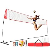ZEALFEEL Volleyball Net, 12ft/20ft Volleyball Training Net for Backyard Height Adjustable, Portab...