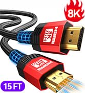 Adrenenjoyer 8K HDMI 2.1 Cable 15 FT,48Gbps Ultra High Speed Braided Gaming Cord Support 10K 8K@6...