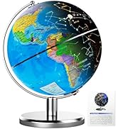 JOWHOL 8'' Illuminated Globe for Children - 3 In 1 World Globe With Heavy Stand &amp; Constellation L...