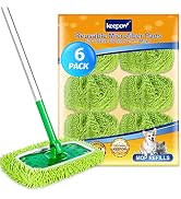KEEPOW Dry Sweeping/Wet Mopping Cloths for Swiffer Sweeper, Reusable &amp; Washable Microfiber Mop Pa...