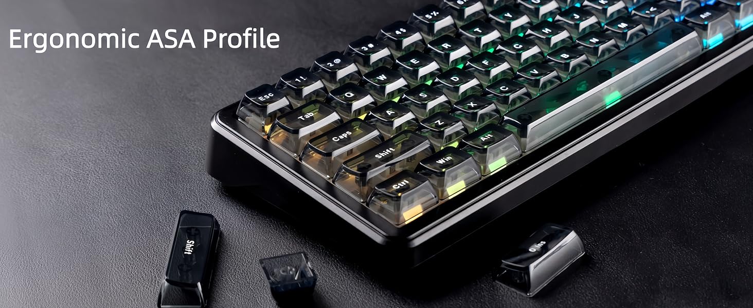 Black Grey Jelly keycaps, Shine Through Keyboard caps Clear Set,Ice Crystal Translucent Key caps
