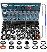 KEZE 680 PCS Rubber Washer Assortment Kit 14 Size Water Hose Washers and 18 Size Nitrile O Ring W...