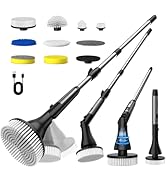 MayKing Electric Spin Scrubber with 9 Brush Heads, 3-Angle &amp; 4-Length Adjustable Cordless Power S...