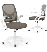 COSTWAY Office Chair, Comfy Swivel Rolling Desk Chair with Adjustable Height &amp; Flip-Up Armrests, ...