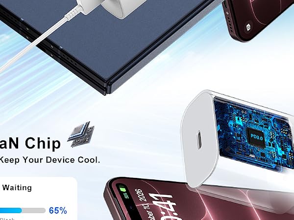 30w iphone 18 Duo 17 16 15 pro max charger fast charging block 10 ft long usb c cable fast charging