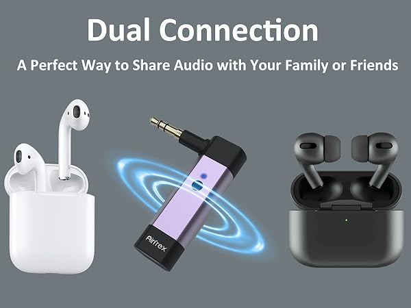 Bluetooth Transmitter for Two Blueooth Headphones, Dual Link