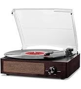 Vinyl Record Player Turntable with Built-in Bluetooth Receiver & 2 Stereo Speakers, 3 Speed 3 Siz...