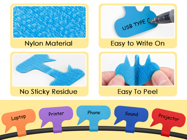 7 cable cord labels for electronics with NFC tags stickers