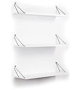 Donext Floating Shelves for Wall Decor Storage, Rustic White Wall Mounted Shelves Set of 3, Sturd...
