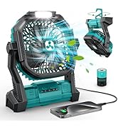 Portable Fan Rechargeable, 20000mAh Cordless Battery Powered Fan with LED Lantern, USB C Battery ...