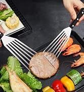HaSteeL Fish Spatula 2-Piece, Stainless Steel Slotted Turner for Flipping, Turning, Frying &amp; Gril...