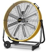 VENTISOL 24 Inch Industrial Drum Fan, 8600 CFM Heavy Duty Floor Fan Powerful 3-Speed Air Circulat...
