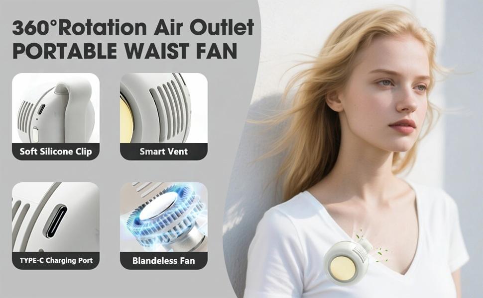 360°Rotation Air Outlet PORTABLE WAIST FAN