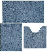 AINAHYVA Bathroom Rugs Chenille Bath mat 3 Piece Set, Super Absorbent, Strong PVC Non Slip Backin...