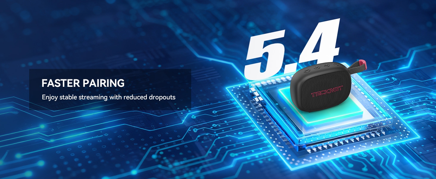 Blue-tinted tech promotional images featuring circuit board patterns and the number '5.4', with digital interface elements.