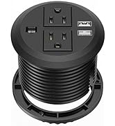 Desktop Power Grommet 3 inch, Desk Power Outlet Socket Recessed Power Strip with 2 AC Outlet &amp; 2 ...