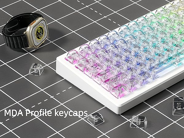 White Clear keycaps,Transparent keycaps,Ceramic Jelly Keycaps Set,Shine Through Key caps,MDA Profile