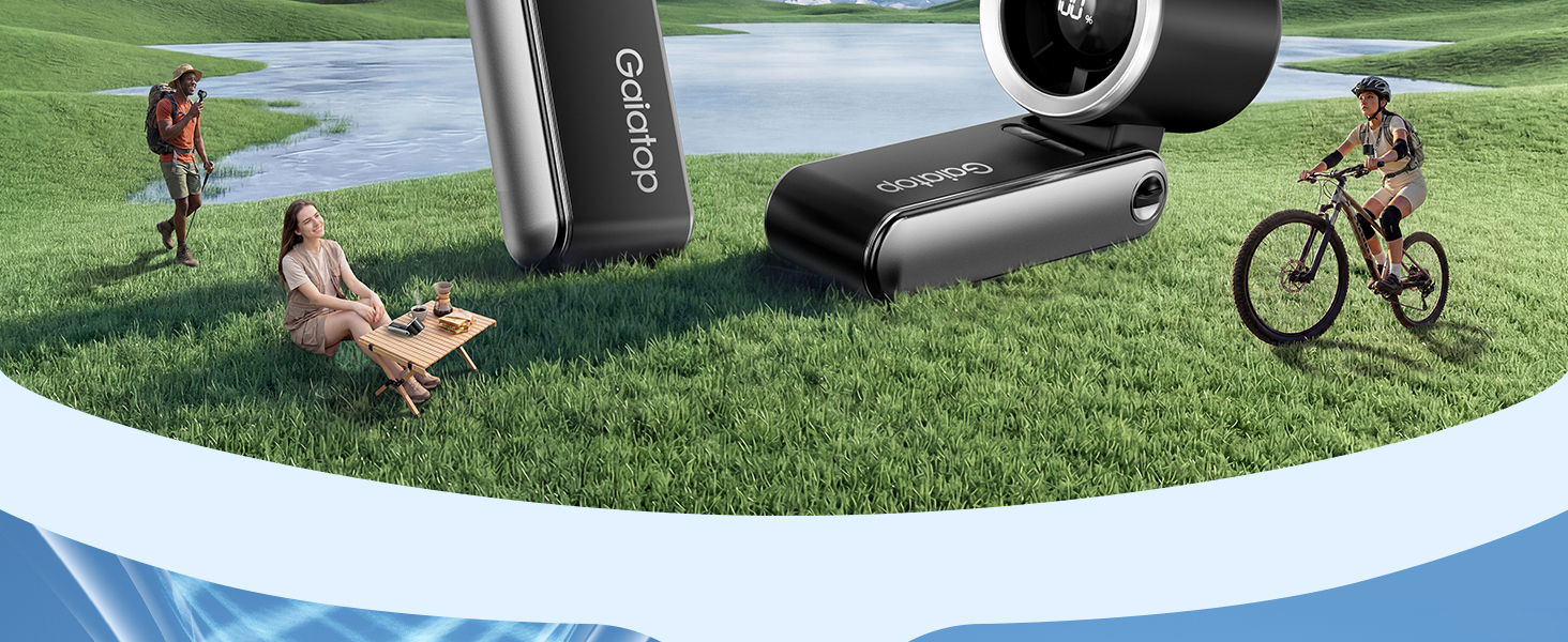 Text reads 'Image 4'. Outdoor scene showing people relaxing and cycling on grass near inflatable black structures.