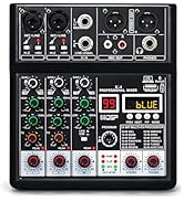 Jindaaudio Audio Mixer 4 Channel, DJ Mixer Board with Bluetooth and Usb, Audio Sound Card with In...