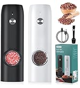 Electric Salt and Pepper Grinder Set (2 Pack), USB Rechargeable One Hand Operation, Adjustable Co...